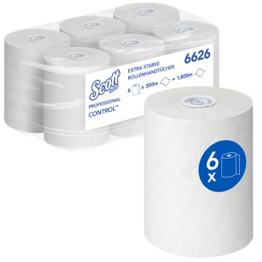 SCOTT® Control™ Handtuchrollen Extra Strong, weiß, 1-lagig  1 Karton = 6 Rollen à 300 Meter = 1800 Meter - Bild-Darstellung des Produktes 1