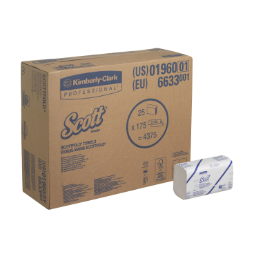 SCOTT® Multifold Papierhandtücher, 1-lagig, M-Falz, 31,5 x 20 cm 1 Karton = 25 Packungen à 175 Tücher - Bild-Darstellung des Produktes 1
