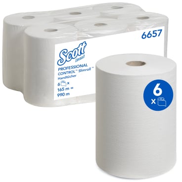 Kimberly-Clark Handtuchrolle SCOTT® Slimroll, weiß, 20 cm x 165 m 1 Paket = 6 Rollen à 165 m - Bild-Darstellung des Produktes 1