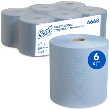 SCOTT® Rollenhandtücher, blau, 1-lagig 1 Paket = 6 Rollen à 304 m - Bild-Darstellung des Produktes 1