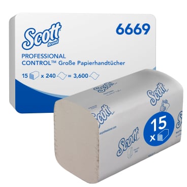SCOTT® Essential™ Handtuchpapier, 1-lagig, 31,5 x 20 cm 1 Karton = 15 Packungen à 240 Tücher = 3600 Tücher - Bild-Darstellung des Produktes 1