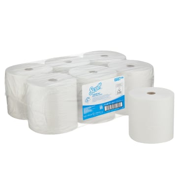SCOTT® Essential™ Handtuchrollen, 1-lagig, weiß 1 Paket = 6 Rollen à 354 m = 2124 m - Bild-Darstellung des Produktes 1