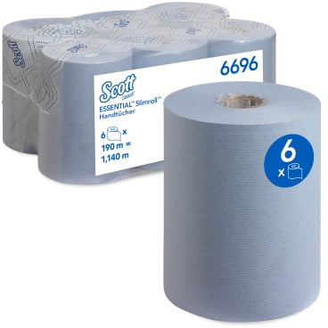 SCOTT® Essential™ Slimroll™ Rollenhandtücher, 19,8 cm x 190 m 1 Paket = 6 Rollen à 190 m, blau - Bild-Darstellung des Produktes 1