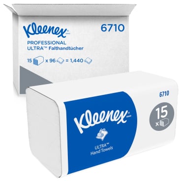 Kleenex® Ultra™ Handtuchpapier, 3-lagig, 31,5 x 21,5 cm 1 Karton = 15 Packungen à 96 Tücher = 1440 Tücher - Bild-Darstellung des Produktes 1