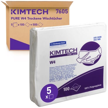 Kimtech Pure W4 Scheibenwischer 7605, 5 Beutel x 100 Blatt, weiß