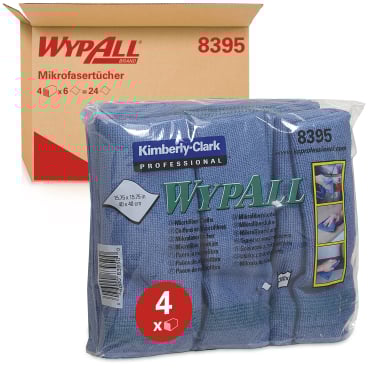 WYPALL* Mikrofaser-Allzwecktücher 1 Karton = 4 Packungen à 6 Tücher, blau - Bild-Darstellung des Produktes 1