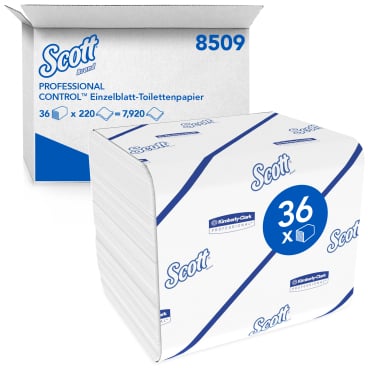 SCOTT® Control™ Toilettenpapier, 2-lagig, weiß 1 Karton = 36 Packungen à 220 Blatt = 7920 Blatt - Bild-Darstellung des Produktes 1