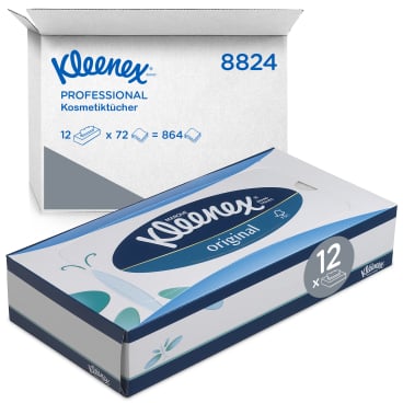 KLEENEX® Kosmetiktücher, 3-lagig, weiß 1 Karton = 12 Boxen à 72 Tücher = 864 Tücher - Bild-Darstellung des Produktes 1