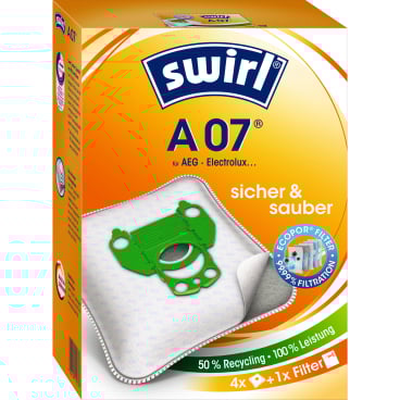 Swirl® A 07 Ecopor® Staubsaugerbeutel 1 Paket = 3 Packungen mit je 4 Stück + 1 Filter - Bild-Darstellung des Produktes 1