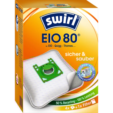 Swirl® EIO80 MicroPor® Plus Green Staubsaugerbeutel 1 Packung = 4 Stück + 1 Filter - Bild-Darstellung des Produktes 1