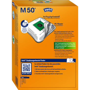 Swirl® M 50 MicroPor® Plus Green Staubsaugerbeutel – 1 Packung = 4 Stück + 1 Filter