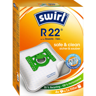 Swirl® R 22 MicroPor® Plus Green Staubsaugerbeutel 1 Paket = 3 Packungen mit je 4 Stück + 1 Filter - Bild-Darstellung des Produktes 1
