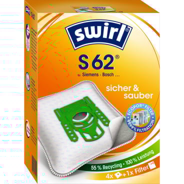 Swirl® S 62 MicroPor® Plus Green Staubsaugerbeutel 1 Paket = 3 Packungen mit je 4 Stück + 1 Filter - Bild-Darstellung des Produktes 1