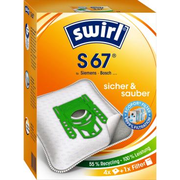Swirl® S 67 MicroPor® Plus Green Staubsaugerbeutel 1 Packung = 4 Stück + 1 Filter - Bild-Darstellung des Produktes 1