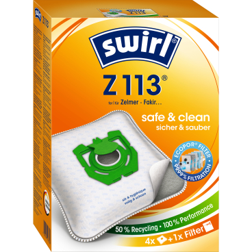 Swirl Z 113 MicroPor® PLUS AirSpace® Staubsaugerbeutel 1 Packung = 4 Stück + 1 Filter - Bild-Darstellung des Produktes 1