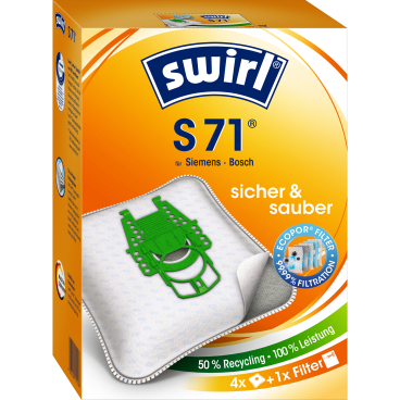 Swirl® S 71 MicroPor® Plus Green Staubsaugerbeutel 1 Packung = 4 Stück + 1 Filter - Bild-Darstellung des Produktes 1