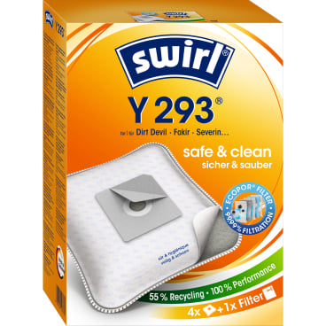 Swirl® Y 293 Ecopor® Staubsaugerbeutel 1 Paket = 3 Packungen mit je 4 Stück + 1 Filter - Bild-Darstellung des Produktes 1