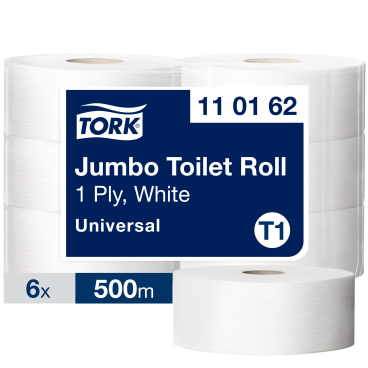 Tork Jumbo Toilettenpapier T1 Advanced, 1-lagig, weiß 1 Paket = 6 Rollen à 500 Meter - Bild-Darstellung des Produktes 1