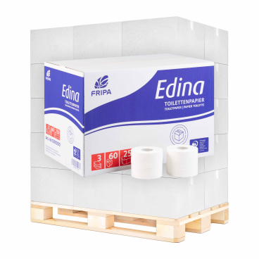 Fripa Edina Toilettenpapier, 3-lagig 1 Palette = 144 Packungen à 8 x 250 Blatt - Bild-Darstellung des Produktes 1