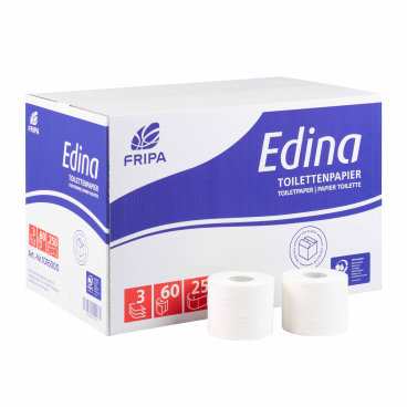 Fripa Edina Toilettenpapier, 3-lagig 1 Karton = 60 Rollen à 250 Blatt - Bild-Darstellung des Produktes 1