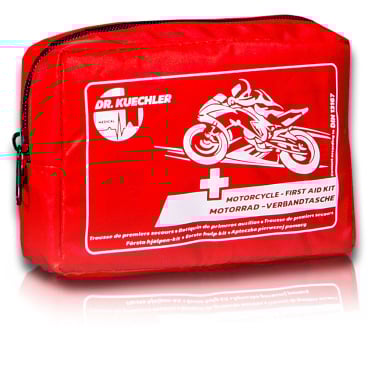 Motorrad Verbandskasten DIN 13167 Mini Erste Hilfe Set – Dr. Kuechler Medical® kompakt & EU konform rot - Bild-Darstellung des Produktes 1