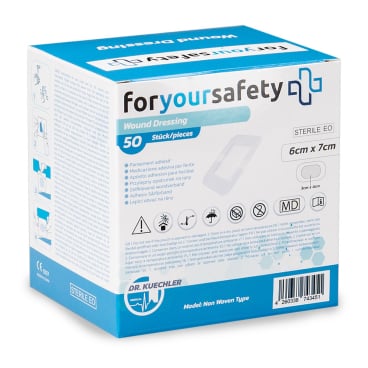 Dr. Kuechler Medical® 50 Stück Wundpflaster steril, besonders hautfreundlich, sensitiv, 6x7cm 6x7cm (50er Pack) - Bild-Darstellung des Produktes 1