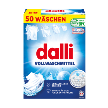 dalli Vollwaschmittel, Waschpulver, strahlendes weiß 2,5 kg - Packung, 50 Waschladungen - Bild-Darstellung des Produktes 1
