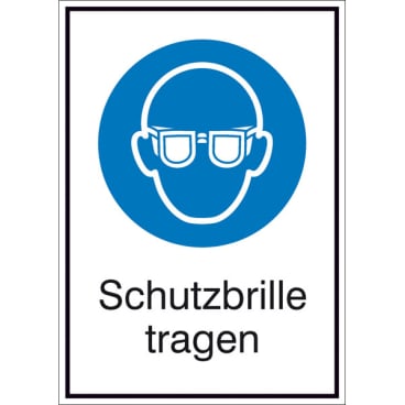 Gebots-Kombischild: Schutzbrille tragen Material: Weich-PVC-Folie; Größe (BxH): 13,1 x 18,5 cm - Bild-Darstellung des Produktes 1