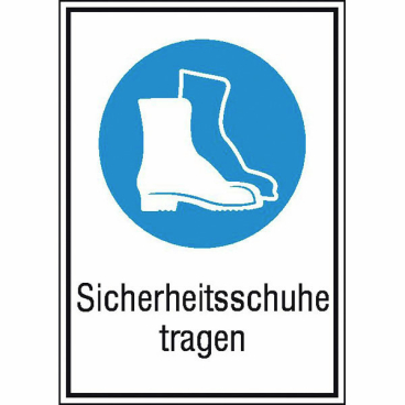 Gebots-Kombischild: Sicherheitsschuhe tragen Material: Weich-PVC-Folie; Größe (BxH): 13,1 x 18,5 cm - Bild-Darstellung des Produktes 1