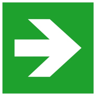 Fluchtweg/Erste Hilfe- Zusatzschild - langnachleuchtend - Richtungsangabe gerade Material: PVC-Folie; Größe (BxH): 15,0 x 15,0 cm - Bild-Darstellung des Produktes 1