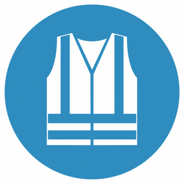 Gebotsschild: Warnweste benutzen Material: Weich-PVC-Folie, selbstklebend, bedruckt; Größe (Durchm.): 10,0 cm - Bild-Darstellung des Produktes 1