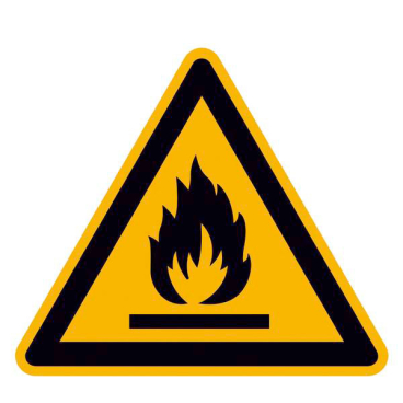 Warnschild: Warnung vor feuergefährlichen Stoffen Material: Weich-PVC-Folie; Größe (Seitenlänge): 10,0 cm - Bild-Darstellung des Produktes 1
