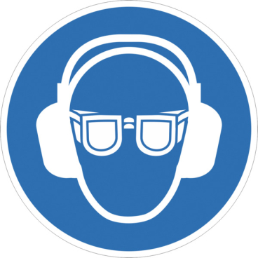 Gebotsschild: Gehör- und Augenschutz benutzen Material: Weich-PVC-Folie; Größe (Durchm.): 10,0 cm - Bild-Darstellung des Produktes 1