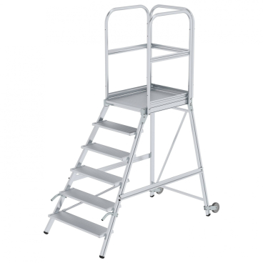MUNK Podestleiter mit Rollen und Griff Aluminium geriffelt 6 Stufen 1 Stück - Bild-Darstellung des Produktes 1