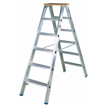 Iller Stufenstehleiter mit 2x4 Stufen 2,50m AH und 2 Holzstufen als Abschluss 1 Stück - Bild-Darstellung des Produktes 1