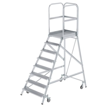 MUNK Podestleiter fahrbar Aluminium geriffelt 8 Stufen 1 Stück - Bild-Darstellung des Produktes 1
