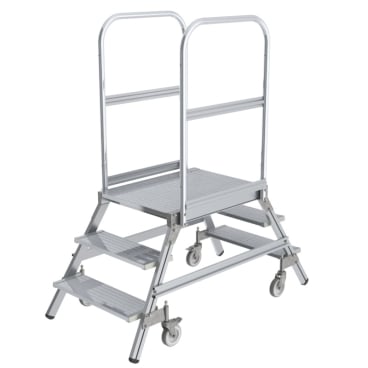 MUNK Podestleiter fahrbar Aluminium geriffelt 2x3 Stufen 1 Stück - Bild-Darstellung des Produktes 1