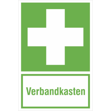 Erste-Hilfe-Kombischild - Verbandkasten - langnachleuchtend Material: PVC-Folie, Maße (BxH): 20,0 x 30,0 cm - Bild-Darstellung des Produktes 1