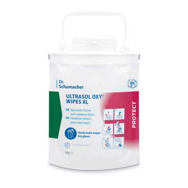 Dr. Schumacher ULTRASOL OXY® WIPES XL Flächendesinfektionstücher 1 Standbodenbeutel = 120 Tücher - Bild-Darstellung des Produktes 1