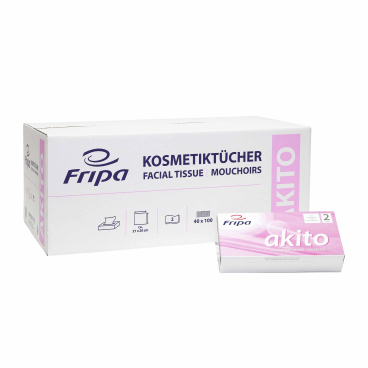 Fripa akito Kosmetiktücher, 2-lagig 1 Karton = 40 Boxen à 100 Tücher = 4000 Tücher - Bild-Darstellung des Produktes 1