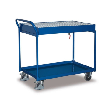 Tischwagen 2 Etagen, mit Auffangwanne 60 L, Gitterrost verzinkt, EasySTOP Tischwagen 2 Etagen, 60 L Auffangwanne, verzinkt - EasySTOP - Bild-Darstellung des Produktes 1