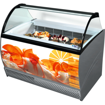 ISA Speiseeisvitrine ISABELLA LX 10, 520 Liter, Frontblenden in weiß, Seitenteile in grau Aussenabmessungen: 1317 x 906 x 1372 mm - Bild-Darstellung des Produktes 1
