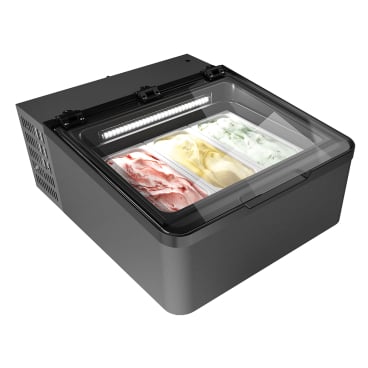 NORDCAP Auftisch-Eisvitrine MINI CREAM 3V LED GRAU, 35 Liter, grau Aussenabmessungen: 654 x 790 x 345 mm - Bild-Darstellung des Produktes 1