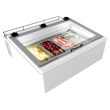 NORDCAP Auftisch-Eisvitrine MINI CREAM 4V LED WEISS, 55 Liter, weiß Aussenabmessungen: 850 x 821 x 363 mm - Bild-Darstellung des Produktes 1