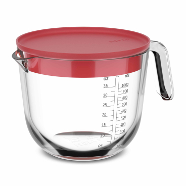 Mepal Chef it Messbecher aus Glas, mit Deckel, 1000 ml Deckelfarbe: coral - Bild-Darstellung des Produktes 1
