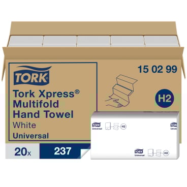 Tork Xpress® Papierhandtücher H2 Universal, 21 x 23,5 cm, 2-lagig 1 Karton = 20 x 237 Tücher - Bild-Darstellung des Produktes 1