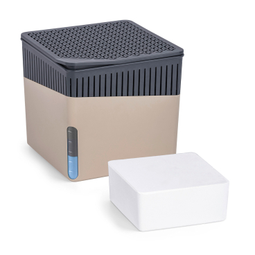WENKO Raumluftuftentfeuchter Mod Cube, 500 g Farbe: beige, Fassungsvermögen: 0,8 L - Bild-Darstellung des Produktes 1