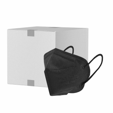 Moonlex FFP2 NR Atemschutzmaske, 5-lagig, einzeln verpackt 1 Karton = 108 Packungen à 10 Masken, Farbe schwarz - Bild-Darstellung des Produktes 1