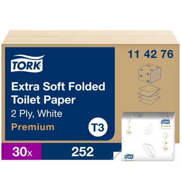 Tork Einzelblatt Toilettenpapier T3 Premium, 2-lagig, weiß 1 Paket = 30 Rollen x 252 Blatt = 7.560 Blatt - Bild-Darstellung des Produktes 1