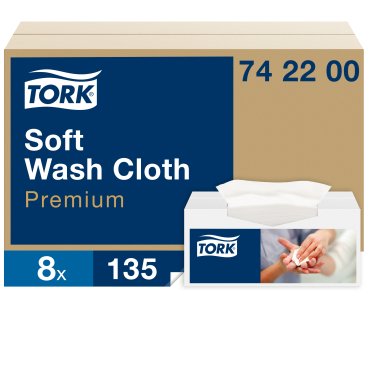 Tork Waschtuch Premium, Einzeltücher 1 Karton =  8 Boxen x 135 = 1.080 Tücher - Bild-Darstellung des Produktes 1